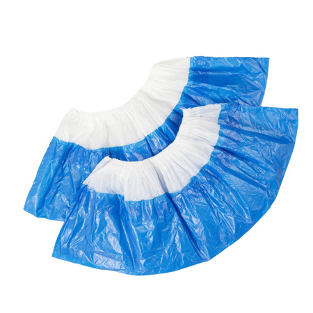 Бахилы 60 мкр с двойным дном (2-я резинка бело/голубые) EleGreen SUPER /500/3000