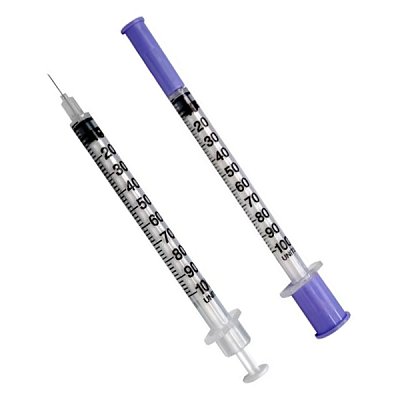 Шприц 1 мл инсулин. U-100 с интегрированной иглой 31G 8мм "Шприц Бо"/ Корея